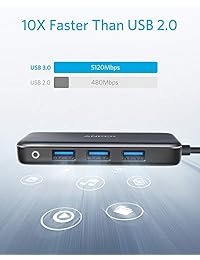 Anker USB C Hub, 4 en 1 USB C adaptador, con suministro de energía de 60 W, 3 puertos USB 3.0 para MacBook Pro 13'' 2016 2017 2018, Chromebook, XPS, y más