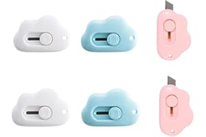 6-Pack Mini Utility Knife, Retractable Box Cutter and Letter Opener with Keychain Hole, Portable Exacto Knife for Home, Offic