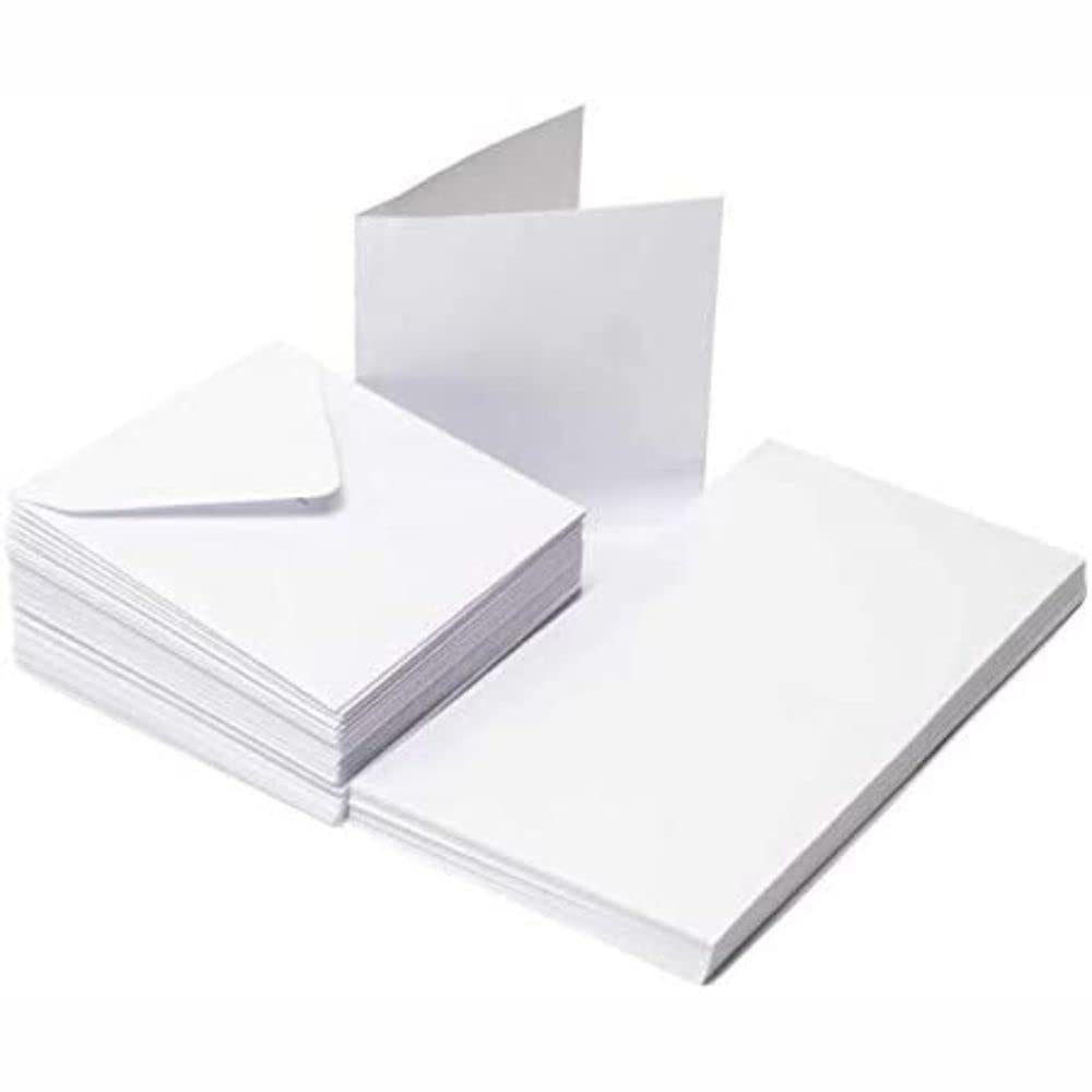 3 Ace Crafts 5 x 5 White Blank Cards and Envelopes for Card Making (10) for Greetings, Thank You cards with envelope, Valentines, Thanksgiving, Christmas Invitation, Card Making Kit for Craft Activity