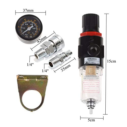 SENREAL 1/4 inch Air Compressor Regulator Pressure Gauge Moisture Filter Device