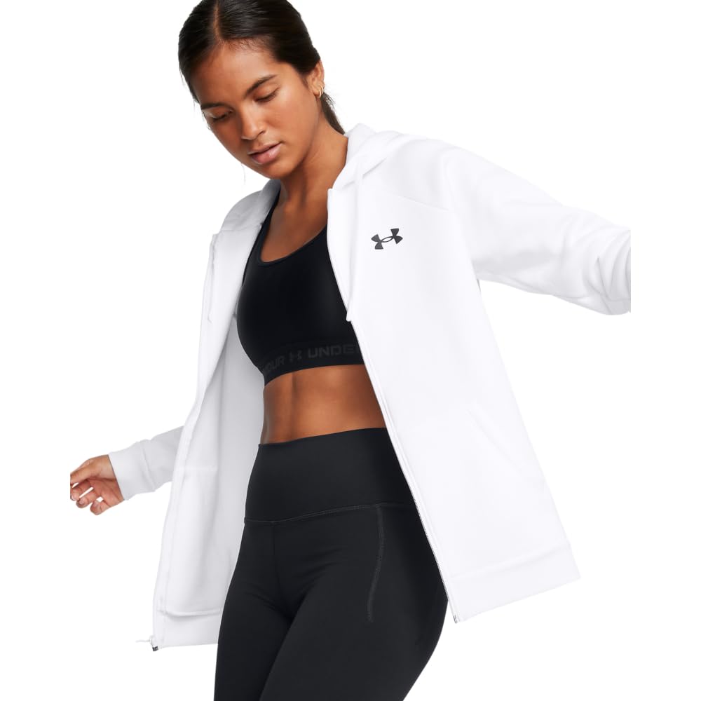 Under Armour Women’s Armour Fleece Full Zip, (100) White / / Black, Small