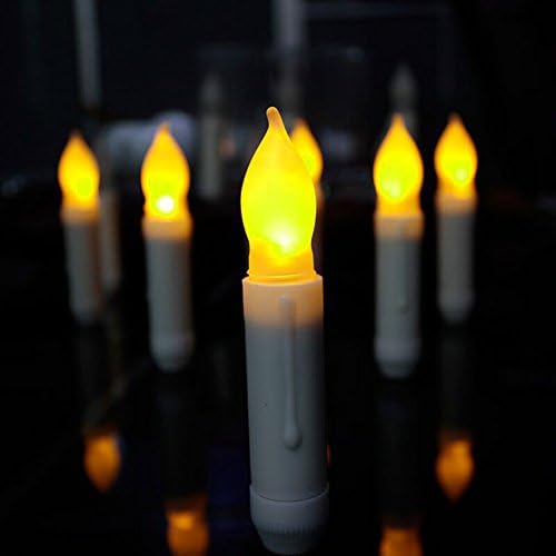 Pack of 12 Flameless LED Candles,Bright Flickering Bulb Battery Operated Wax Dipped Taper Candles for Prayer,Halloween,Christmas Eve,Festival,Birthday Party (4.5" - White)