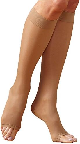Just Comfort Sheer Open Toe Knee High, Natural, X-Large - Firm