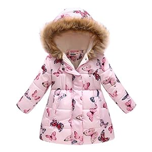 Haokaini Winter Warme Jas voor 3-12 Jaar Baby Meisje Jongen Bloemen Hooded Winddicht Jas Met Faux Fur Katoen Parka…