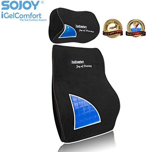 Sojoy iGelComfort Enhanced Multi-Use (Car/Truck/Office/Home/Outside) Gel Seat Cushion with Memory Foam (Black) (19x15x5)