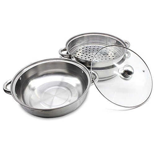 11 inch Stainless Steel 3 Tier Steamer Food Induction Steaming Pot Dim Sum Cookware Steamer For Kitcken Cooking Tool