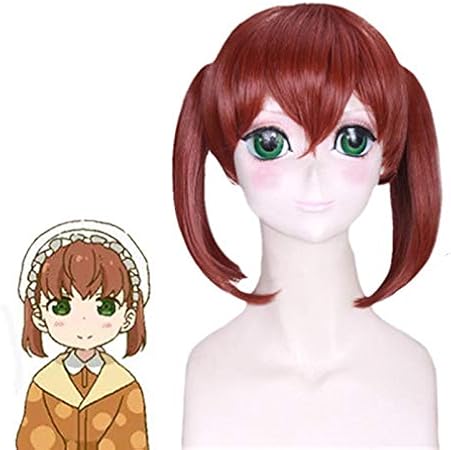Amazon Co Jp 小林さんちのメイドラゴンサイカワジョージーワインレッドコスプレウィッグダブルポニーテールハロウィンコスチュームパーティープレイウィッグ ビューティー