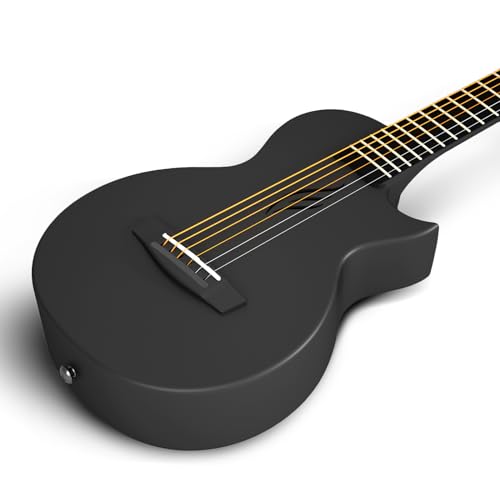 Enya Nova Go Mini Guitar - Acoustic Guitar Black 1/4 Size Carbon Fiber Travel Guitar for Adults Beginners Starter Set Music Education for Children Easter Birthday Christmas Gift