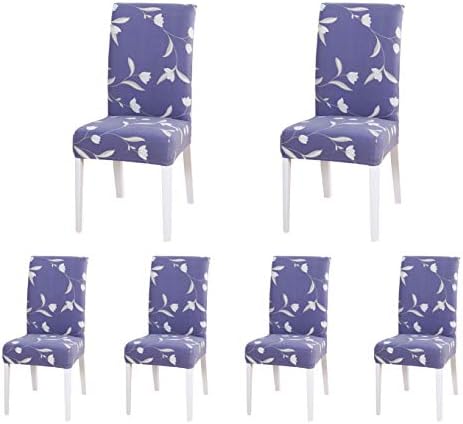 SoulFeel Set of 6 Stretch Chair Covers for Dining Room, Removable Fitted Seat Slipcovers Protector (Magnolia Purple)