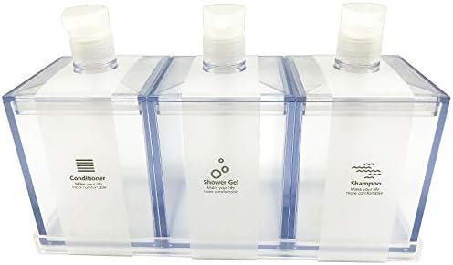 MoYin Refillable Empty Shampoo Bottle Set,Dispensing Containers with Pumps and Base Plate,Available for Conditioner,Body Wash,Hair Gel,Liquid Soap,3 Pack/Set (White)