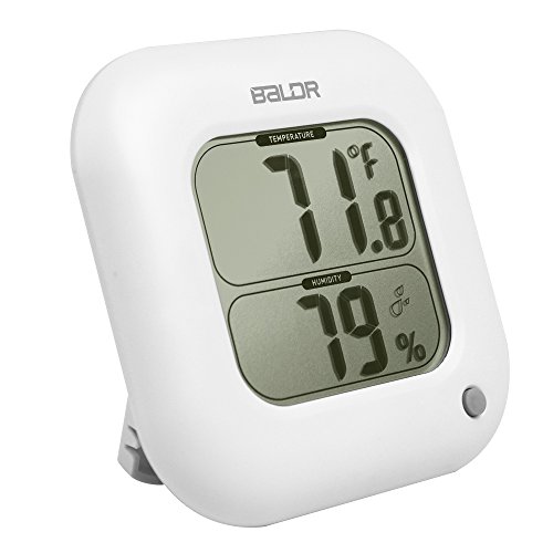 BALDR Square Thermometer and Hygrometer with Temperature Humidity Display Temperature Sensor (White)