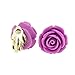 Big Size 19mm Color Rose Flower Design Fashion Clip-on Earrings, Pack of 5 Pairs