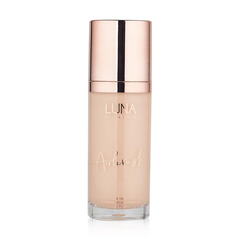 LUNA 3 in 1 Airbrush Primer Makeup, Highlighter and Skin Tint - Weightless and Breathable Illuminating Primer - Fine Line & Pore Minimizer - Light Shade