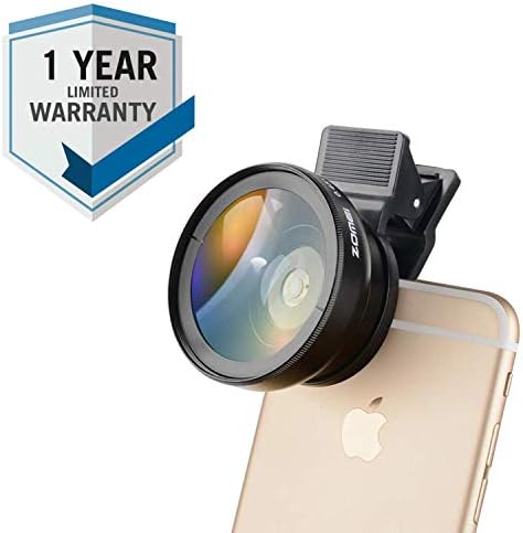 BlackBass Universal Mobile Phone Lens 2 in 1 0.6X/0.45X Wide Angle Lens with Clip 37mm Thread Macro HD Mobile Phone Lens for All Smartphones