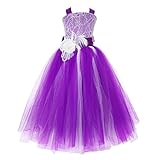 FAYBOX Pageant Wedding Flower Girl Dress Crossed Back Bow Feather Sash Fluffy