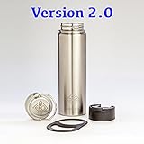 VERSION 2.0: 21oz Vacuum Insulated Stainless Steel Water Bottle -NO PLASTIC- Includes Flip Lid & Lug Handle (fits Hydro Flask) EKOTOLOGY Kilimanjaro 21 oz/0.62 liter