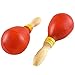 AQUEENLY Plastic Maracas Shakers, Sand Hammer Rattles with Wooden Handles for Percussion, Music Performances - Percussion Instrument (2 Pcs, Red)