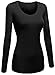 Emmalise Women's Plain Basic Scoop Neck Long Sleeve Tshirt Tee - Black, S