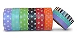 AIM HOBBIES Washi Masking Tape Set of 6 PLUS FREE BONUS SET OF 3 (Polka Dot 1)