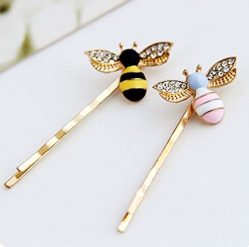 FASCHI Mix 17 Styles Hairpin Hair Clips, Barrettes Bobby Pin Ponytail Holder Statement Headwear Styling Jewelry GIFT (2Pc Enamel Gold BEE)