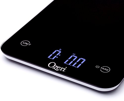 Ozeri Touch Professional Digital Kitchen Scale (12 lbs Edition), Tempered Glass in Elegant Black