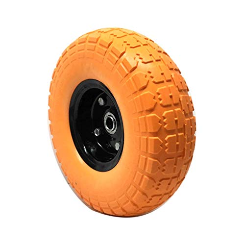 10" Flat Free Rubber Tire 5/8" Bearing Hole - Solid Tire Wheel for Lawn & Garden Dolly Hand Truck Cart/All Purpose Utility Tire on Wheel