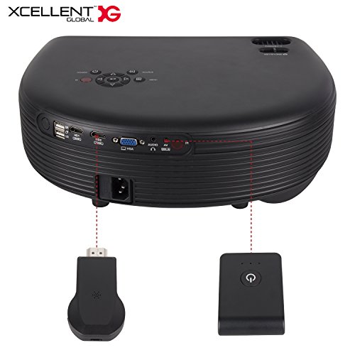 1080P HD LED 3500 Lumens Projector, Build-in Stereo Speakers, Come with 2-in-1 Audio Bluetooth Transmitter/Receiver and Dual-core HDMI Mirarcast DLNA Airplay Adapter, Ideal for Office Home Cinema … - Thumbnail 7
