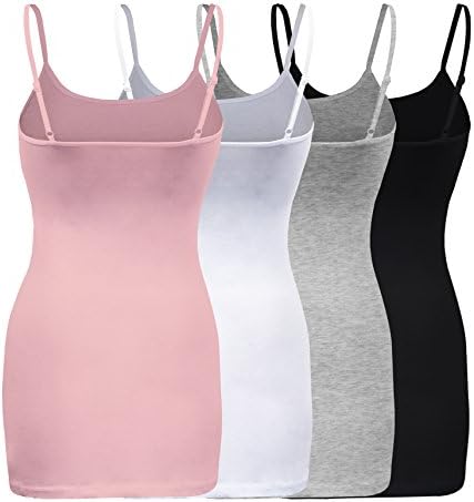 ShezPretty 4 Pack - Women's Basic Cami with Adjustable Spaghetti Straps Tank Top