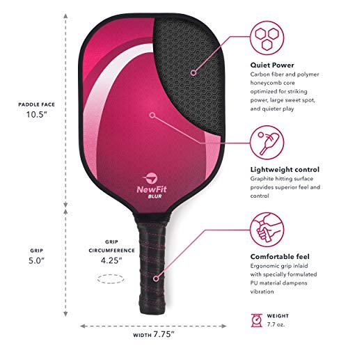 NewFit Blur Pickleball Paddle | USAPA Approved | Graphite Face & Polymer Core for a Quiet and Light Racket (Pink Single) - Thumbnail 4