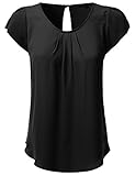 JJ Perfection Women's Petal Short Sleeve Woven Blouse