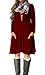 VERABENDI Women's Plus Size Casual Long Sleeve Loose Pocket Dress Burgundy 2XL