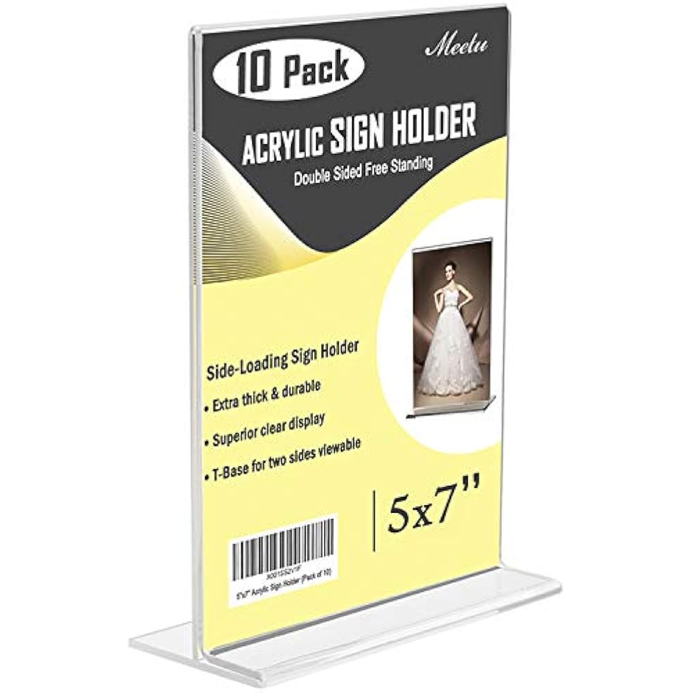 Acrylic Store Sign Holders Holders, MeetU 5x7 Vertical Ad Frame Double
