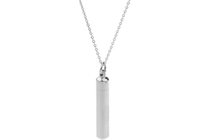 Capsule Pendant Necklace Silver Stainless Steel Cremation Urn Jewelry Ashes
