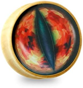 Eye of Sauron Print Organic Sono Wood Saddle Plug Ear Gauge -1pair (1"(25mm))