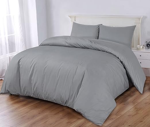 Super King Size Duvet Cover Set, 1000 TC 3 Pc Quilt Cover, Light Grey Bedding Set, Cotton Duvet Covers, (1 Duvet Cover Super King Size, 2 Pillowcases), Soft Egyptian Cotton Bedding.