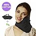 Travel Pillow Set : 100% Cotton Travel Neck Pillow Memory Foam Support, Sleep Mask, Earplugs - Airplane Pillows - Flight Pillow Wrap Sleeping Travel Accessories - Travel Essentials Black