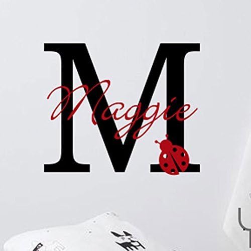 Initial M Ladybug Insect Custom Personalized Name Vinyl Wall Sticker Decal Wallpaper 50x60cm Boy Girl Room Home Decoration 2015