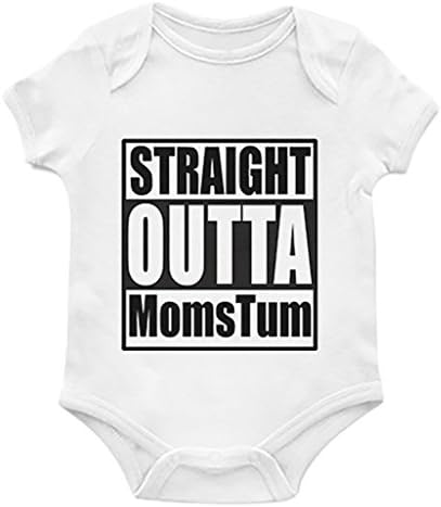 For Babyz Baby Bodysuit Romper Straight Outta Moms Tum, Unisex Boy Girl, White
