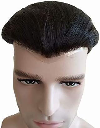 NLW Human Hair Toupee for men 0.04mm Thin Skin Double Knots Silicone toupee Hair prosthesis hair replacement system Gents hair piece Straight hair piece for man 10x8" base Men's #2 Dark brown - Image 4
