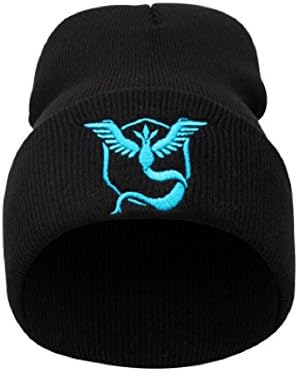 Embroidered Pokemon Go Team Mystic, Valor, Instinct Beanie by TyGRRwear (Black-Mystic)