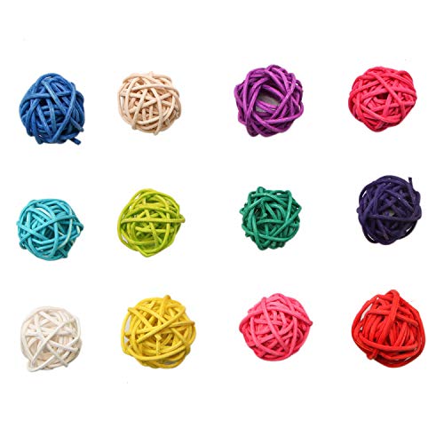 JETEHO 30 Pack Birds Toy Rattan Toy Balls Birdsor Parrot Budgie Parakeet Chewing Toys Pet Bird Chew Toy Table Wedding Party Decorative Crafts Hanging DIY Accessories