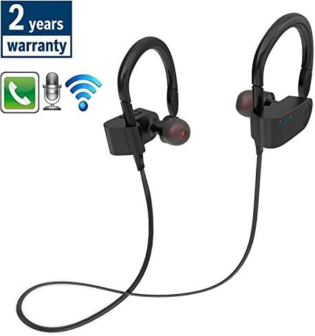 Bluetooth Headphones Wireless Earbuds，Wireless Sport Headphone Bluetooth V4.2+EDR With Microphone Sweatproof IPX5 Waterproof (Black)