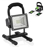 Upgrade (Magnet Base) 15W 24LED Outdoor Spotlights Camping Shop Lights, Vaincre Portable LED Work Light, Built-in Rechargeable Lithium Batteries with USB Ports to Charge Mobile Devices
