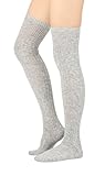 STYLEGAGA Winter Wool Cozy Polyester Cable Knit Over The Knee High Socks (One Size: XS to M, Wool Cable_Lt Gray)