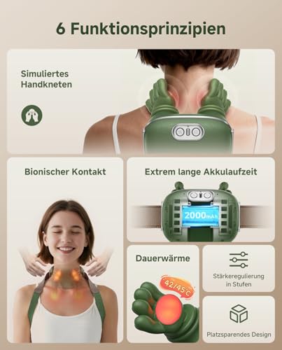 Massager, 4D Neck Massager with Heat, Heating Neck, 3 Massage Settings & 2 Heat Settings, Deep Tissue Massage for Neck and Shoulders, Rechargeable, Bionic Massager for Parents