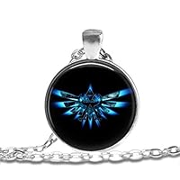 A2ZPlusmore Zelda Triforce Bezel Pendant Necklace Silver Plated AMZN5