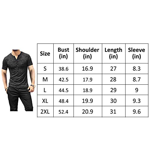 Men's Soild Henley Short Sleeve Tops Buttons Front Casual T Shirts Tee,WineRed,S