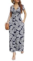 CATHY Women Short Sleeve Deep V-Neck Casual Long