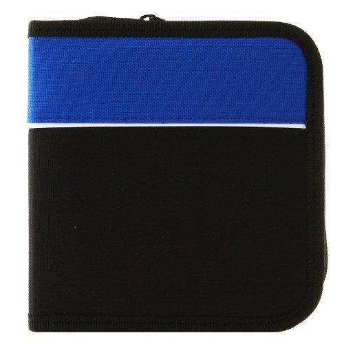 PrimeTrendz TM CD Wallet, 48 Capacity CD Holder Case in Black / Blue, Nylon