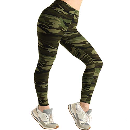XH.Easy Go CAMO Green Leggings Pant Woman-Soft Army Pattern Tummy Control high Waisted Workout Leggings Yoga Pant for Woman(Army Green, one Size)